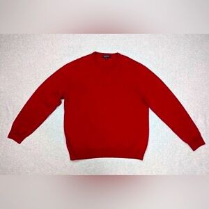 Brooks Brothers Pullover Sweater Crew Neck Mens Red Saxxon Wool Knit XXL Preppy